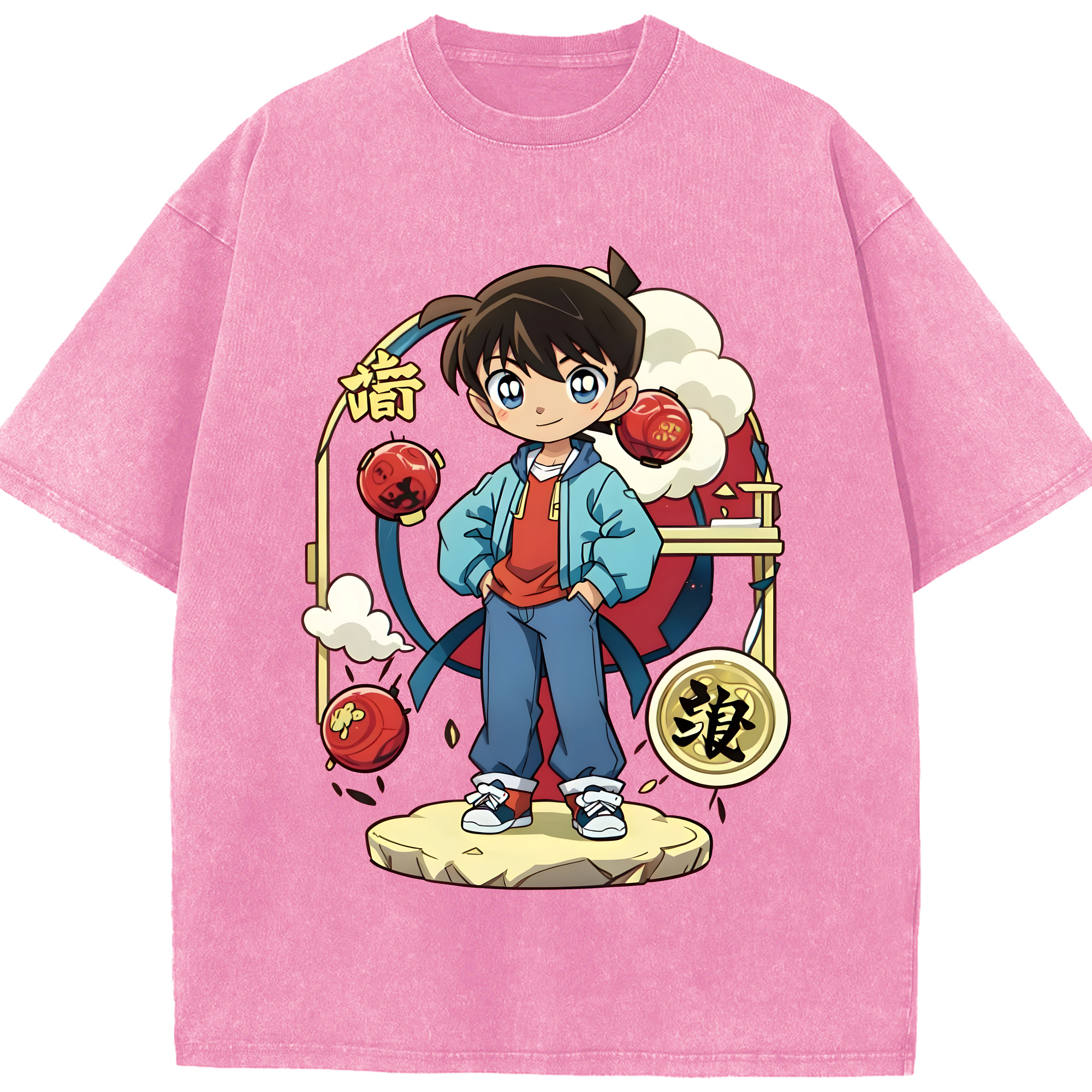 （画像用） 名探偵コナン 江戸川 コナン Detective Conan Conan Edogawa 綿100% ヴィンテージ風 半袖Tシャツ（フロントプリント）